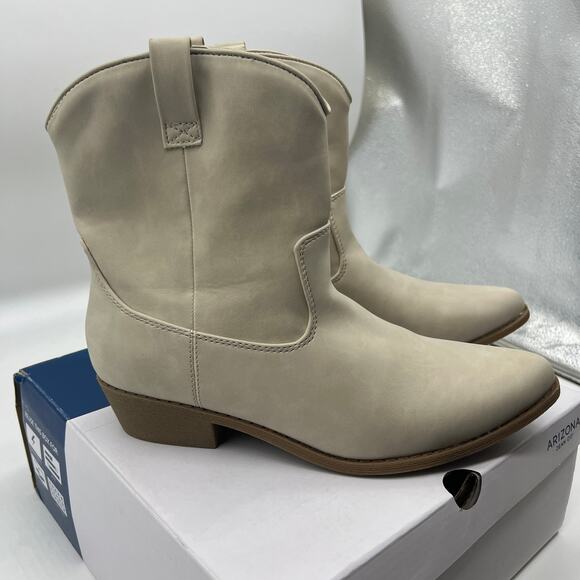 Arizona Jean Co Womens Western Heel Booties Meyer Boots Cream Color Size 8M - Picture 1 of 12